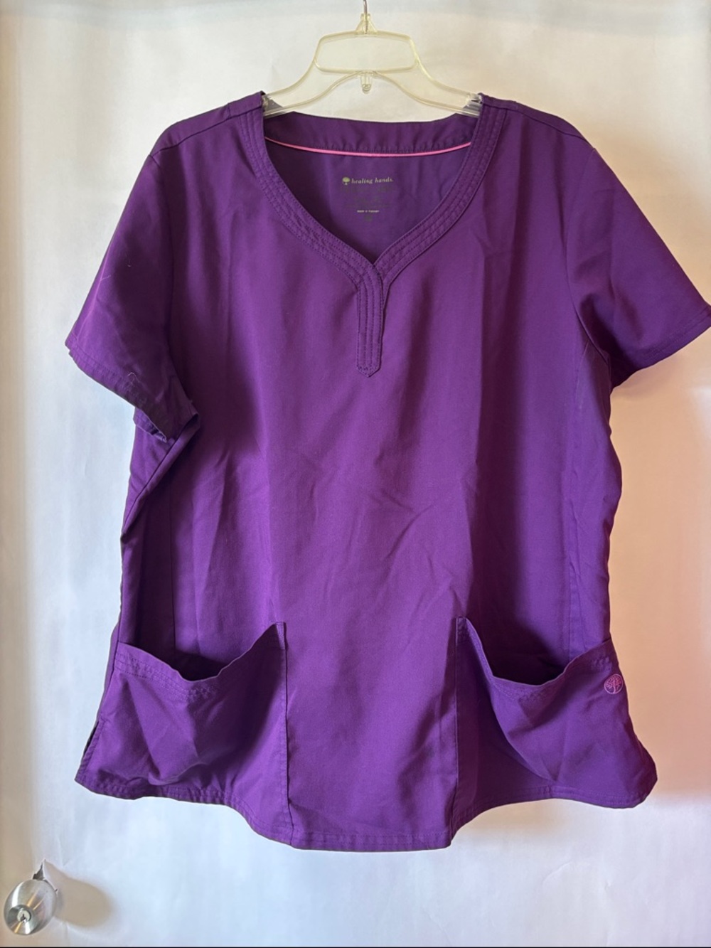 healing hands Women's Deep Purple V-Neck Scrub Tunic